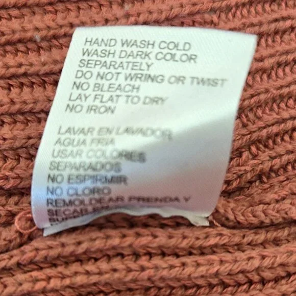 Cropped Distressed Pink Knit Sweater Poof Apparel Ribbed Texture Large - Picture 8 of 8